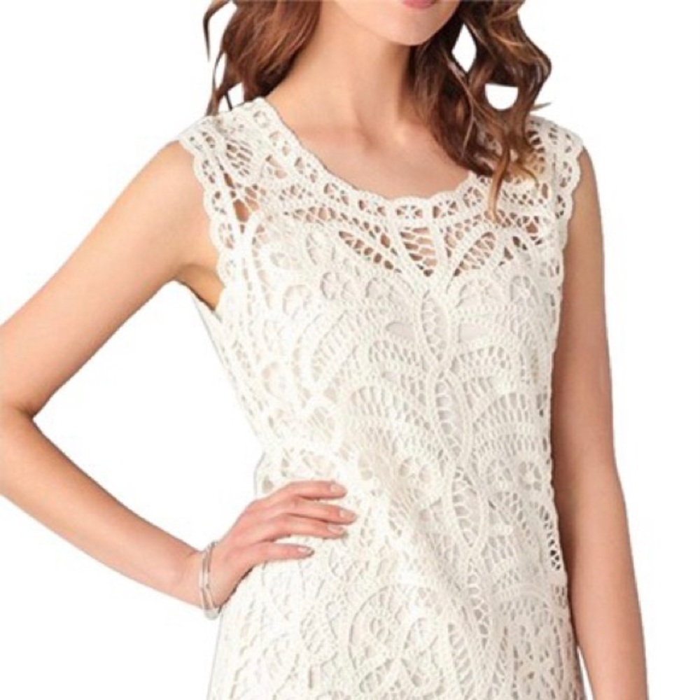 BCBG MaxAzaria White Ivory Dress with Embroidery